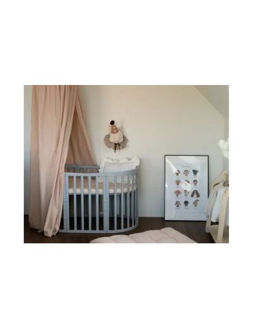 Waldin Łóżeczko drewniane owalne 7w1 z materacem Szare