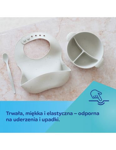 Canpol Babies Miska silikonowa z 3 przegródkami i przyssawką 360 ml Dots grey