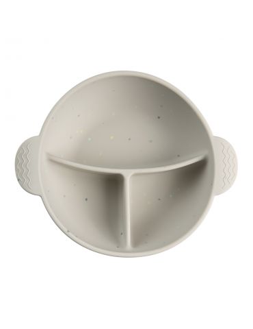 Canpol Babies Miska silikonowa z 3 przegródkami i przyssawką 360 ml Dots grey