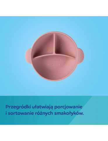 Canpol Babies Miska silikonowa z 3 przegródkami i przyssawką 360 ml Dots grey