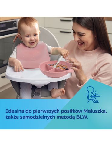 Canpol Babies Miska silikonowa z 3 przegródkami i przyssawką 360 ml Dots pink