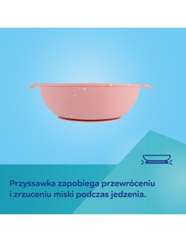 Canpol Babies Miska silikonowa z 3 przegródkami i przyssawką 360 ml Dots pink