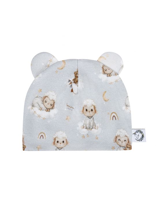 Bonjour Cherie Czapeczka niemowlęca bawełna organiczna Owieczki
