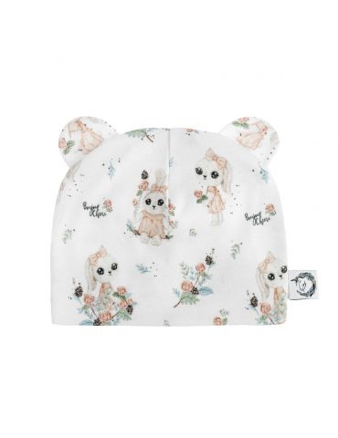 Bonjour Cherie Czapeczka niemowlęca bawełna organiczna Romantyczny królik