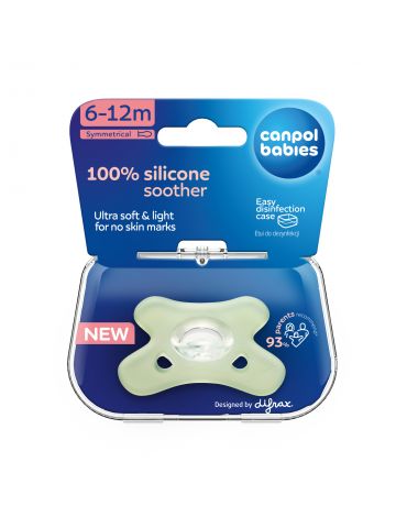 Canpol babies Smoczek 100 % silikonowy symetryczny 6-12m zielony