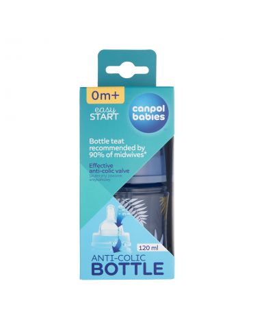 Canpol babies Butelka szerokootworowa EasyStart 120ml Gold blue