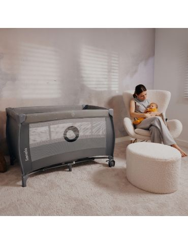 Lionelo Łóżeczko turystyczne Stefi plus grey white
