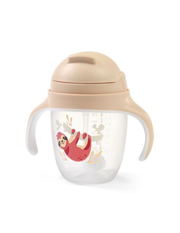 BabyOno Kubek niekapek z obciążoną słomką 240ml beżowy BabyOno Kubek niekapek z obciążoną słomką 240ml beżowy