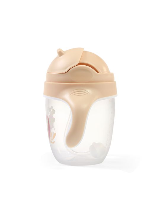BabyOno Kubek niekapek z obciążoną słomką 240ml beżowy
