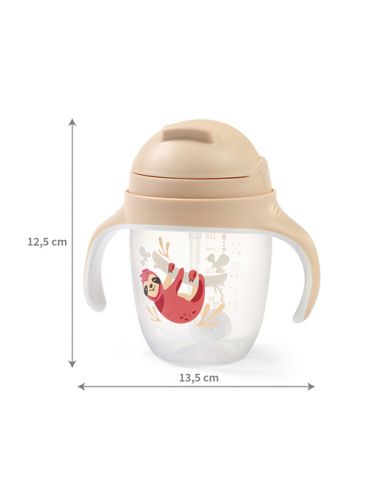 BabyOno Kubek niekapek z obciążoną słomką 240ml beżowy BabyOno Kubek niekapek z obciążoną słomką 240ml beżowy