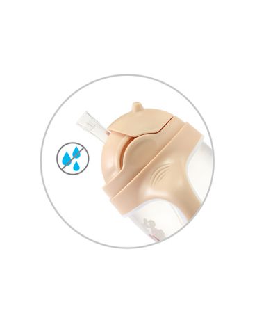 BabyOno Kubek niekapek z obciążoną słomką 240ml beżowy BabyOno Kubek niekapek z obciążoną słomką 240ml beżowy