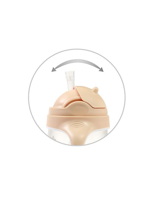 BabyOno Kubek niekapek z obciążoną słomką 240ml beżowy