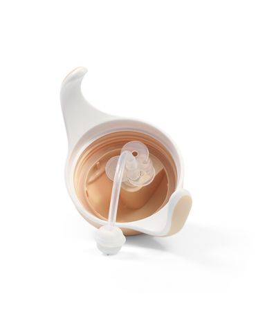 BabyOno Kubek niekapek z obciążoną słomką 240ml beżowy BabyOno Kubek niekapek z obciążoną słomką 240ml beżowy