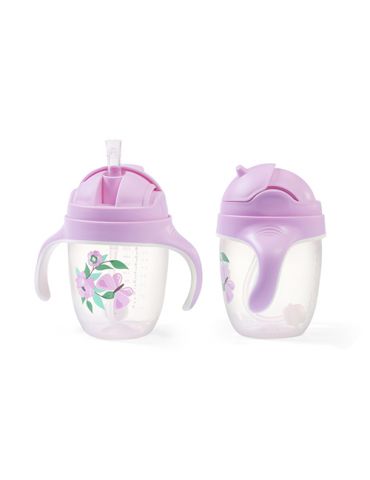 BabyOno Kubek niekapek z obciążoną słomką 240ml fioletowy
