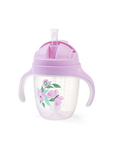BabyOno Kubek niekapek z obciążoną słomką 240ml fioletowy