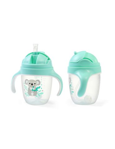 BabyOno Kubek niekapek z obciążoną słomką 240ml miętowy