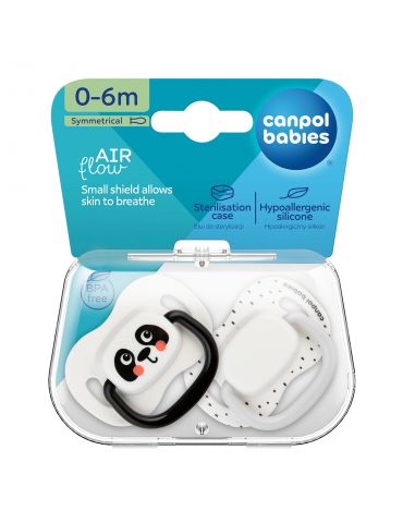 Canpol Babies Smoczek uspokajający silikonowy symetryczny BabiesBoo 0-6 2 szt. białe