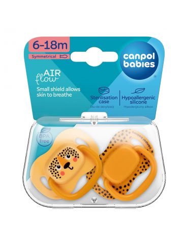 Canpol Babies Smoczek uspokajający silikonowy symetryczny BabiesBoo 6-18m 2 szt. pomarańczowe
