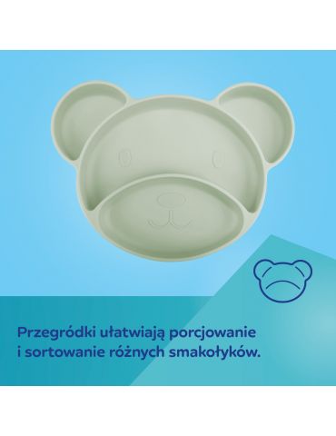 Canpol Babies Talerzyk silikonowy trójdzielny z przyssawką Miś kremowy