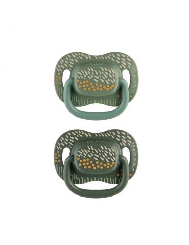 Canpol Babies Smoczek uspokajający silikonowy symetryczny Mounstains 0-6m 2szt. zielone