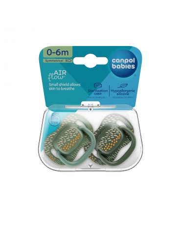 Canpol Babies Smoczek uspokajający silikonowy symetryczny Mounstains 0-6m 2szt. zielone