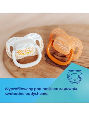 Canpol babies Smoczek uspokajający silikonowy symetryczny Mountains 6-18m 2 szt. żółte
