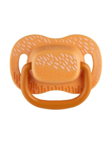 Canpol babies Smoczek uspokajający silikonowy symetryczny Mountains 6-18m 2 szt. żółte