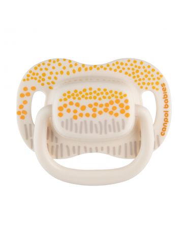 Canpol babies Smoczek uspokajający silikonowy symetryczny Mountains 6-18m 2 szt. żółte