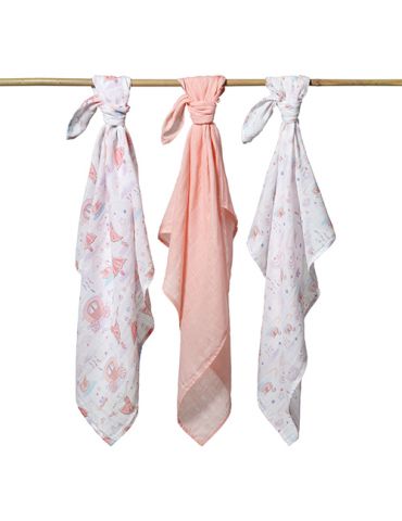 BabyOno Pieluszki muślinowe łabędzie brzoskwiniowe