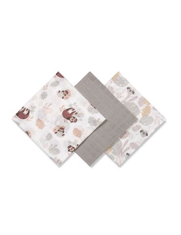 BabyOno Pieluszki muślinowe Leniwce szare