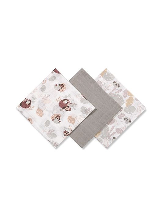 BabyOno Pieluszki muślinowe Leniwce szare