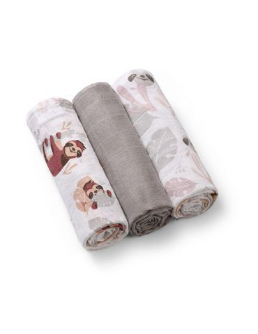 BabyOno Pieluszki muślinowe Leniwce szare