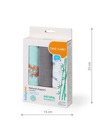 BabyOno Pieluszki bambusowe samoloty szare