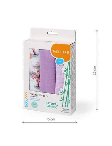 BabyOno Pieluszki bambusowe koniki fioletowe