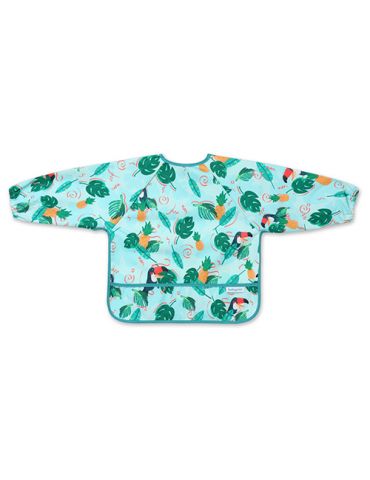 BabyOno Śliniak z długim rękawem Toukans turkusowy