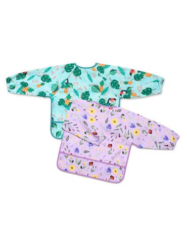 BabyOno Śliniak z długim rękawem Toukans turkusowy