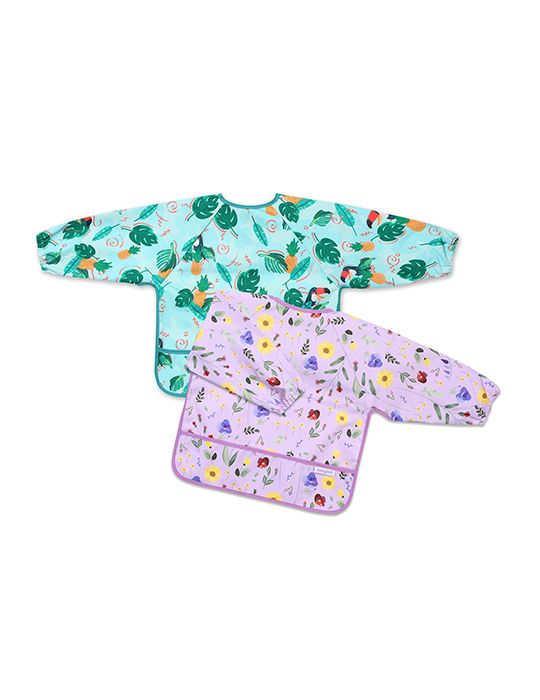 BabyOno Śliniak z długim rękawem Toukans turkusowy