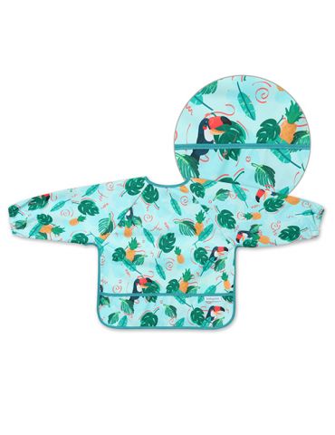 BabyOno Śliniak z długim rękawem Toukans turkusowy