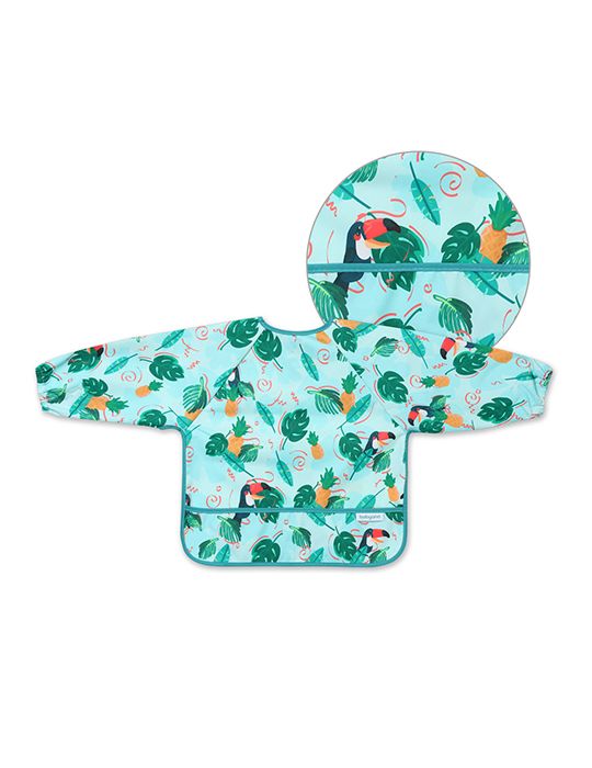 BabyOno Śliniak z długim rękawem Toukans turkusowy