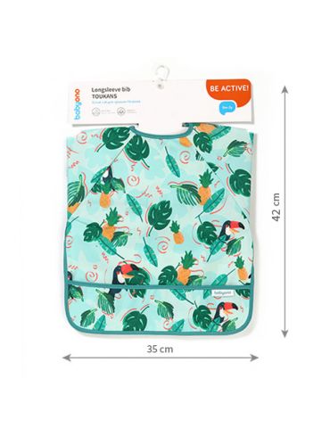 BabyOno Śliniak z długim rękawem Toukans turkusowy