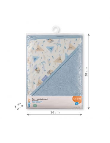 BabyOno Okrycie kąpielowe frotte z kapturkiem 100x100 niebieskie