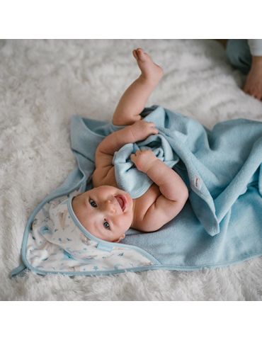 BabyOno Okrycie kąpielowe frotte z kapturkiem 100x100 niebieskie