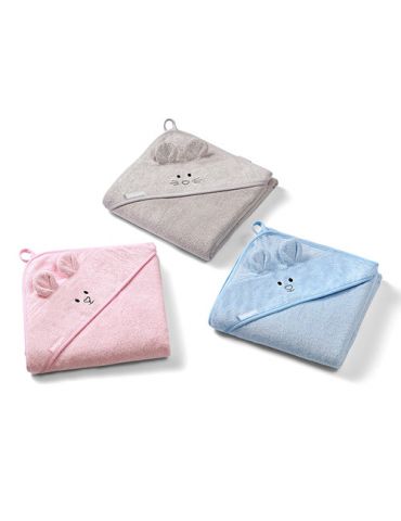 BabyOno Okrycie kąpielowe bambusowe z kapturkiem 100x100 niebieskie