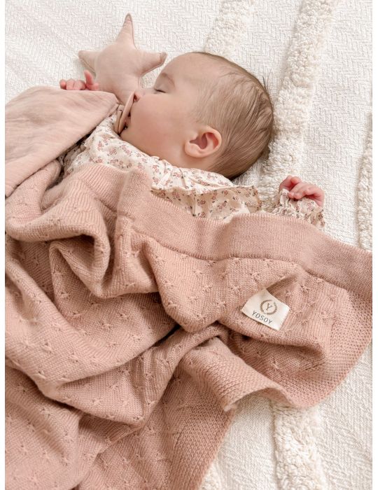 Yosoy Koc 100% merino wool Stars jasny brudny róż