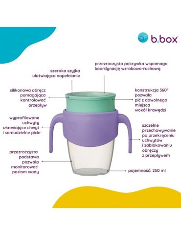 B.box Kubek 360 treningowy niekapek dla dzieci lilac pop B.box Kubek 360 treningowy niekapek dla dzieci lilac pop