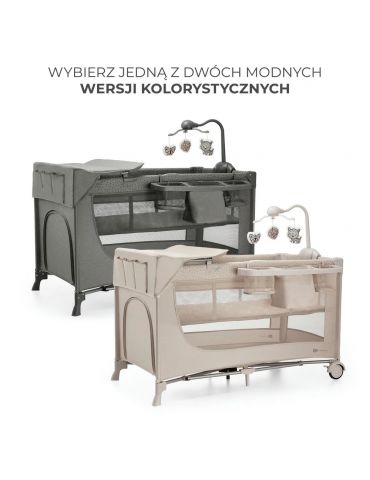 Kinderkraft Łóżeczko turystyczne Joy 2 z akcesoriami ciemnoszare