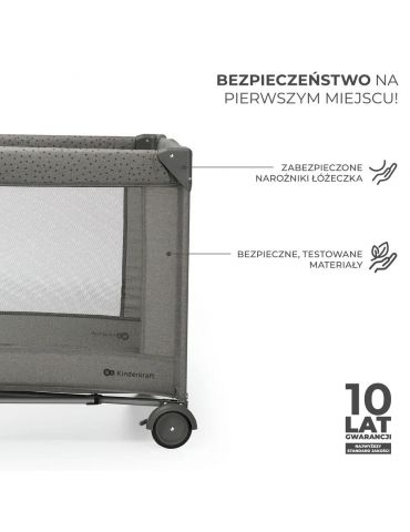 Kinderkraft Łóżeczko turystyczne Joy 2 z akcesoriami ciemnoszare