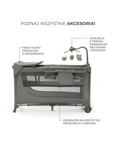 Kinderkraft Łóżeczko turystyczne Joy 2 z akcesoriami ciemnoszare