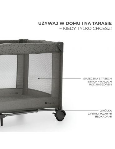 Kinderkraft Łóżeczko turystyczne Joy 2 z akcesoriami ciemnoszare