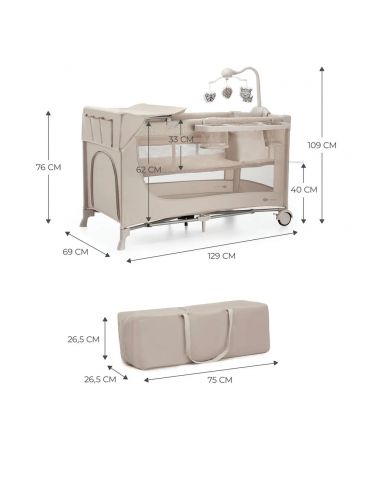 Kinderkraft Łóżeczko turystyczne  Joy 2 z akcesoriami beżowe Kinderkraft Łóżeczko turystyczne  Joy 2 z akcesoriami beżowe